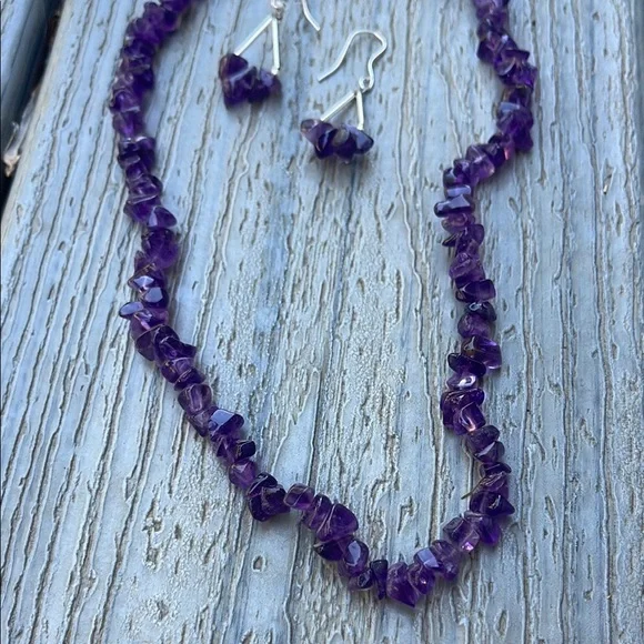Fashion Bug Purple Amethyst Necklace and Earring Set - Picture 2 of 5